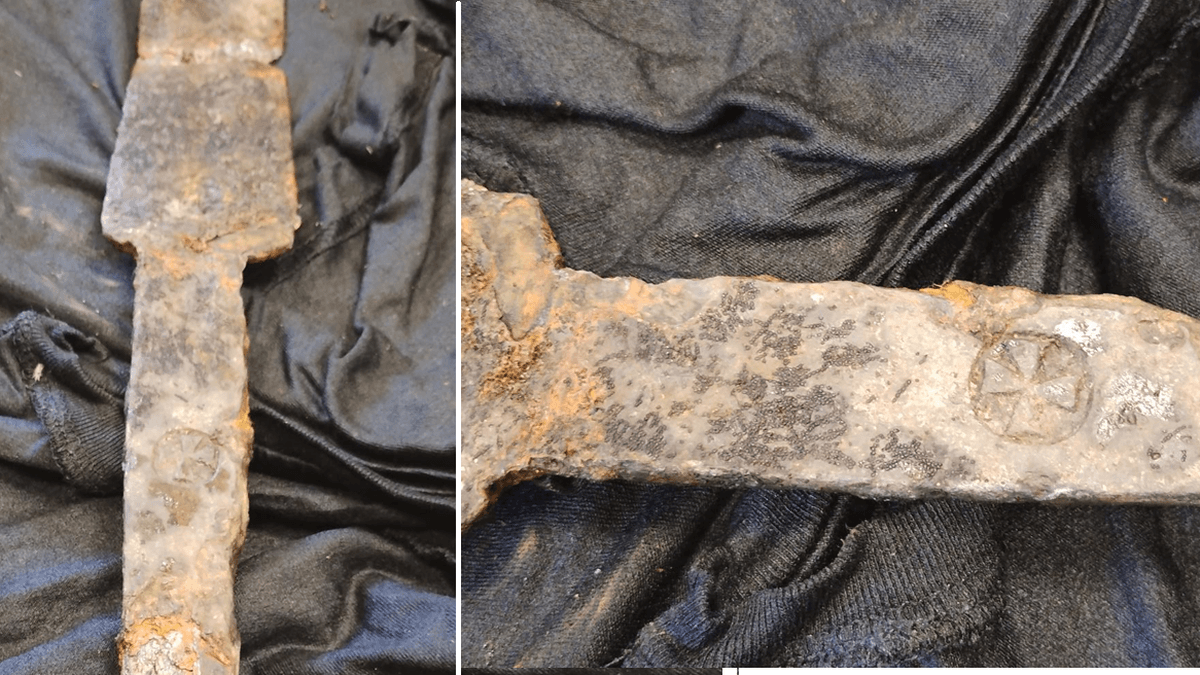 He went fishing and caught a medieval sword. "I look: something metal is lying there"