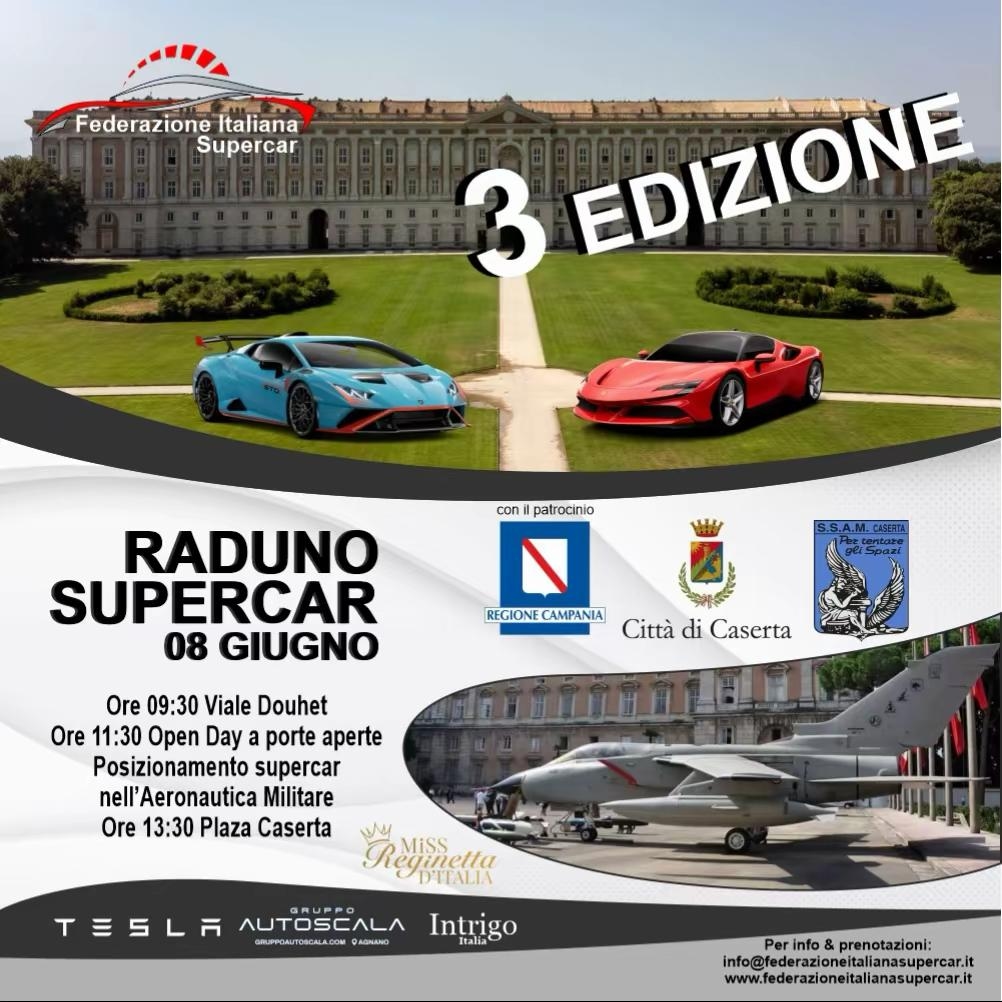 Ferrari e Lamborghini: raduno supercar domenica a Caserta